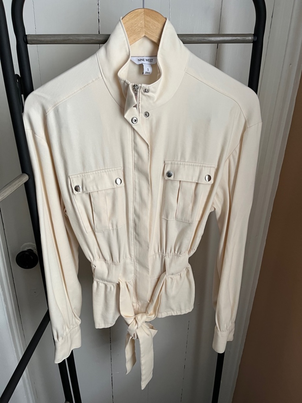 Nine West Cream zip Tie-Waist Jacket